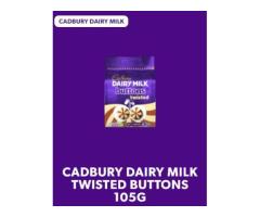 CADBURY DAIRY MILK TWISTED MILK & WHITE CHOCOLATE BUTTONS BAG, 105G