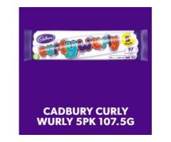CADBURY CURLY WURLY CHOCOLATE BAR 5 PACK MULTIPACK, 107.5G