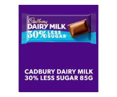 CADBURY DAIRY MILK 30% LESS SUGAR CHOCOLATE BAR, 85G
