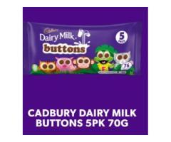 CADBURY DAIRY MILK CHOCOLATE BUTTONS 5 TREAT SIZE BAGS MULTIPACK, 70G