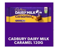 CADBURY DAIRY MILK CARAMEL CHOCOLATE BAR, 120G