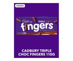 CADBURY TRIPLE CHOC CHOCOLATE COVERED FINGERS, 110G