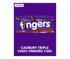 CADBURY TRIPLE CHOC CHOCOLATE COVERED FINGERS, 110G