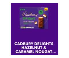 CADBURY DELIGHTS HAZELNUT & CARAMEL 91 CALORIE CHOCOLATE NOUGAT BAR 5 PACK MULTIPACK, 110G