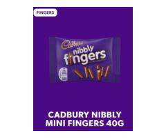 CADBURY NIBBLY MINI CHOCOLATE COVERED FINGERS, 40G