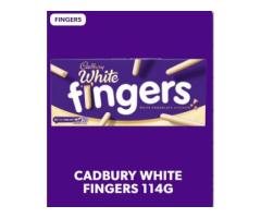 CADBURY WHITE CHOCOLATE COVERED FINGERS, 114G