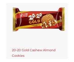 20- 20 gold choco cashew almond cookies
